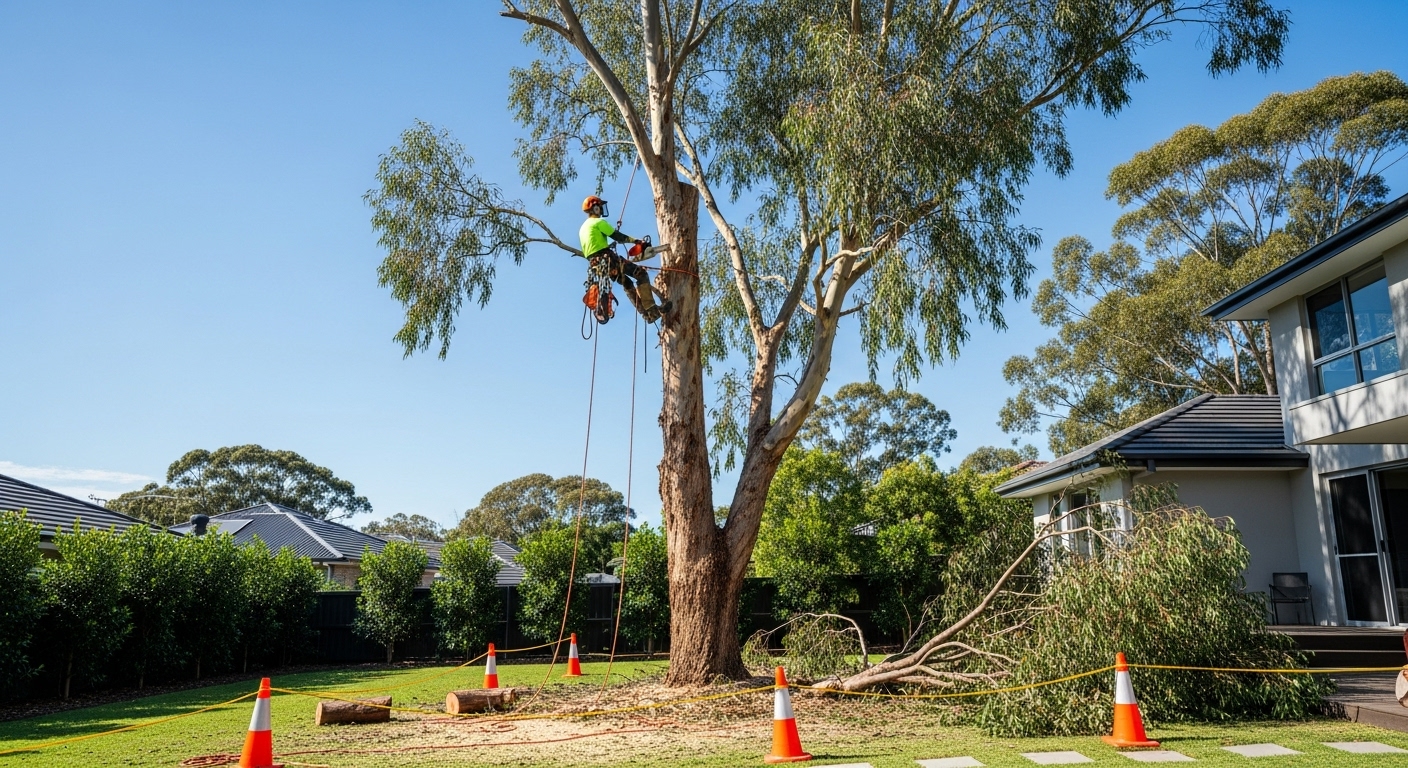 Professional tree removal in Sydney by certified arborist using safety gear