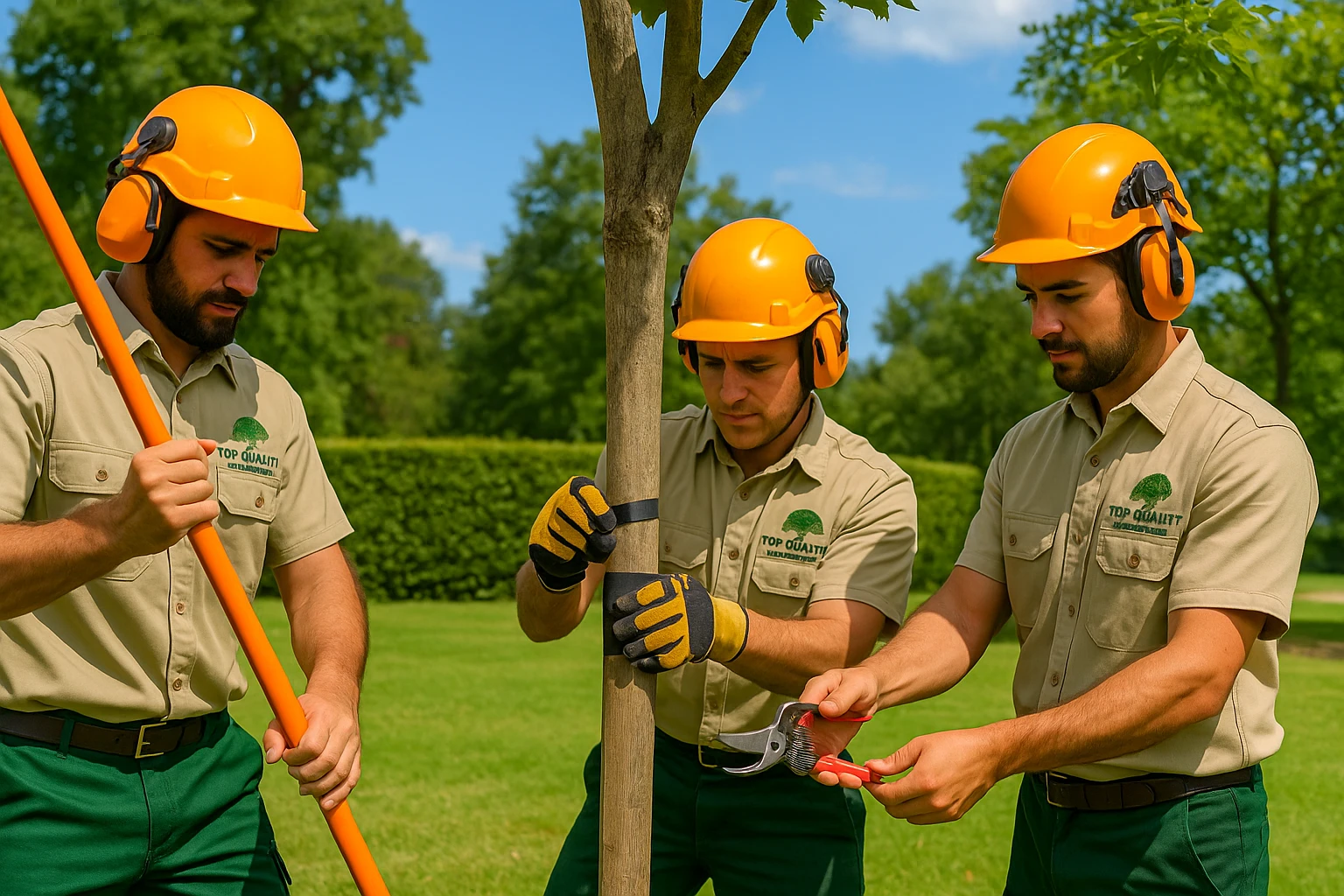 Three Top Quality Tree Services arborists performing professional tree care in Sydney park