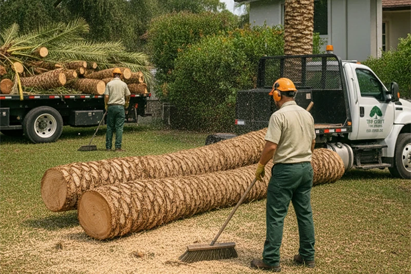 2 men cleaning debris after tree removal