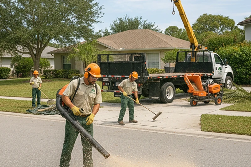 Men are cleaning after tree removal