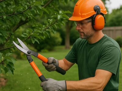 A person performing Tree Pruning & Shaping Sydney on a residential tree