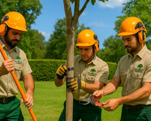 Three Top Quality Tree Services arborists performing professional tree care in Sydney park