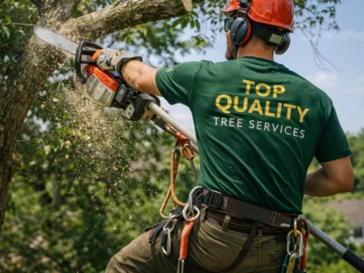 Tree lopping Sydney by professional arborist cutting tree branch safely